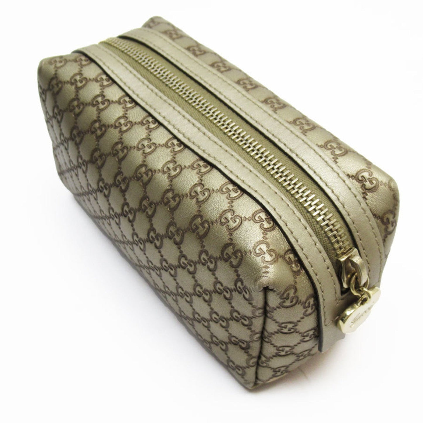 Gucci Brown Gold Leather Pouch ()