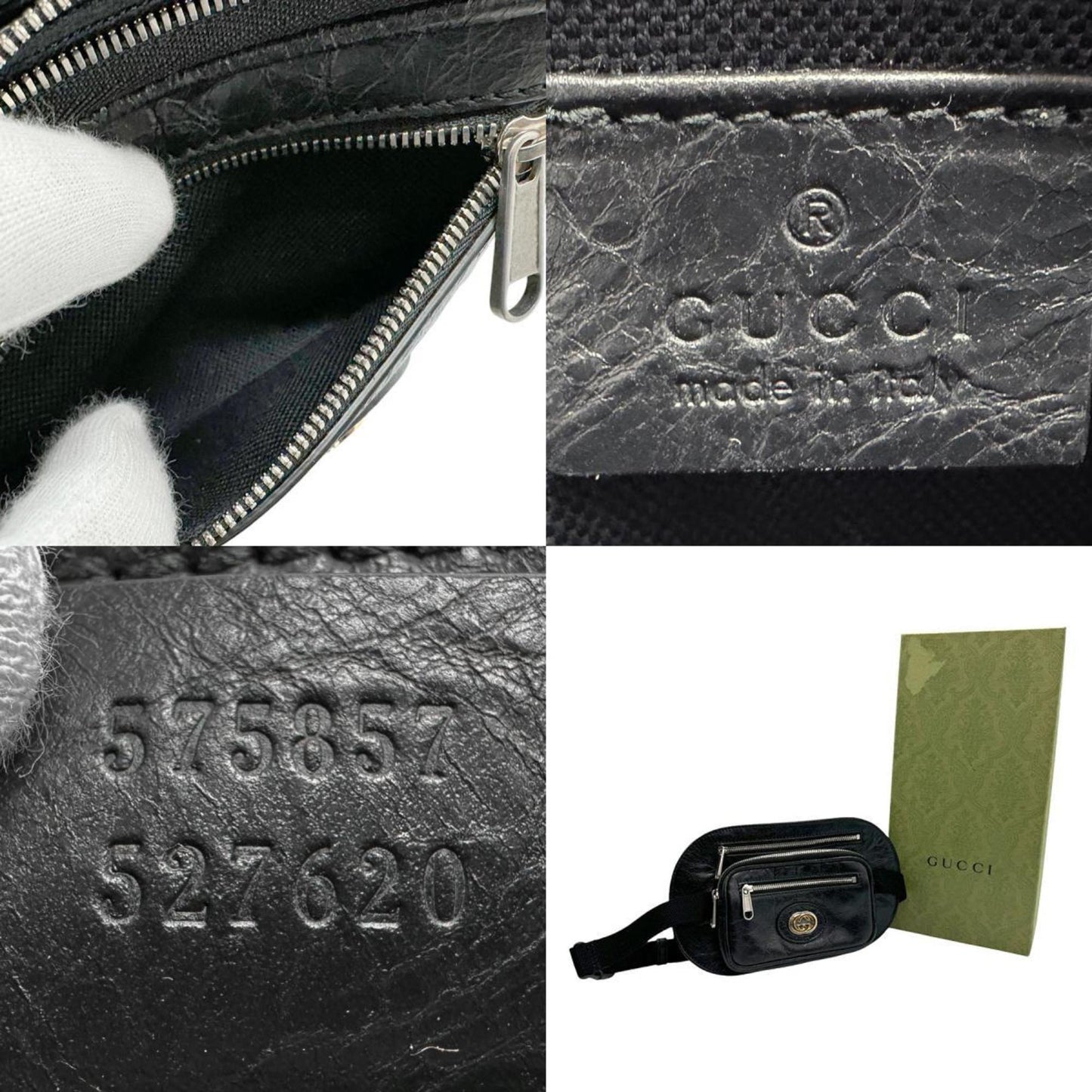 Gucci Black Leather Fanny Pack Sling Bag ()