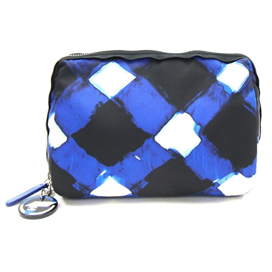 Chanel Black Blue Off-White Nylon Pouch ()