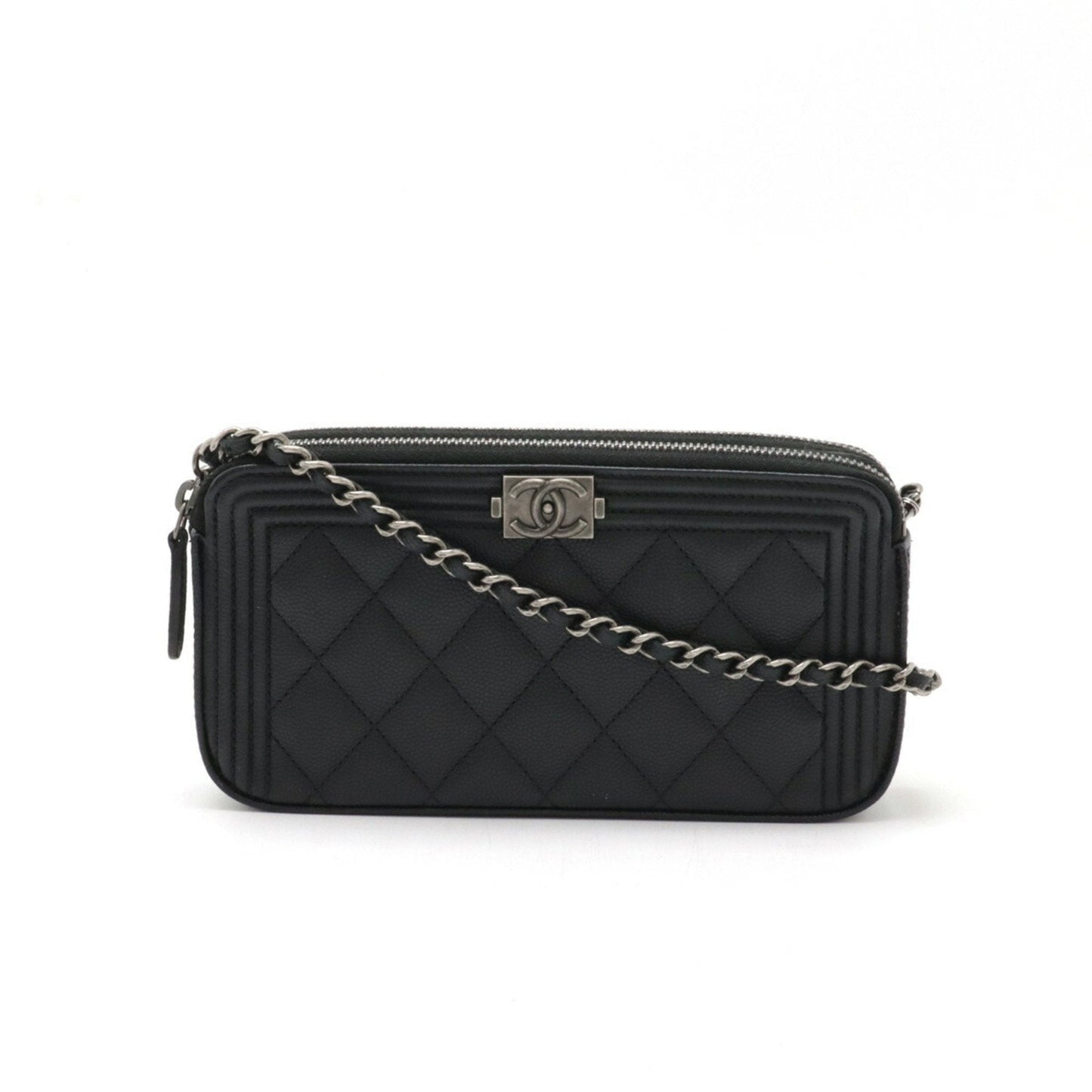 Chanel Black Grained Calfskin Shoulder Bag ()