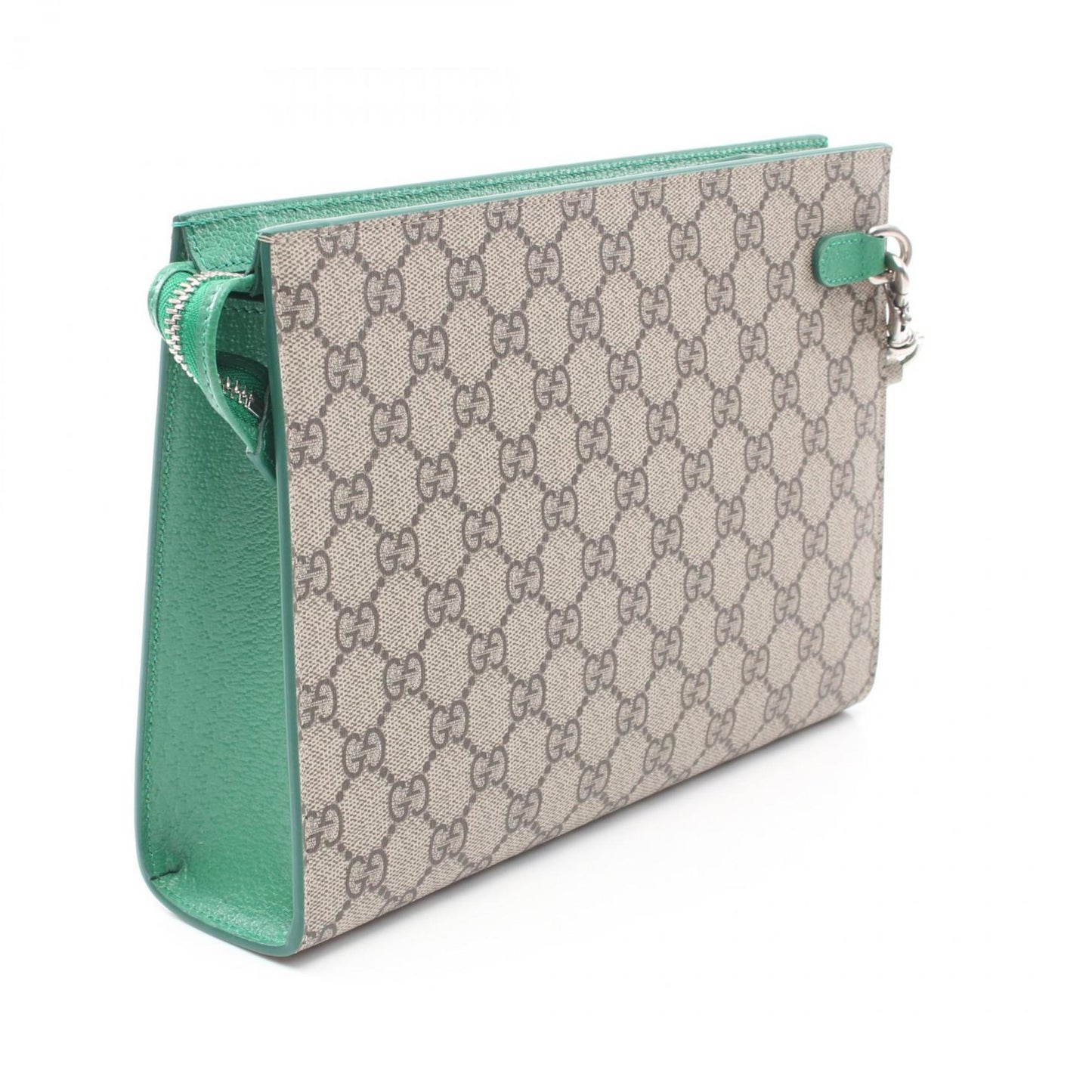 Gucci Beige Green Pvc Leather Clutch Bag ()