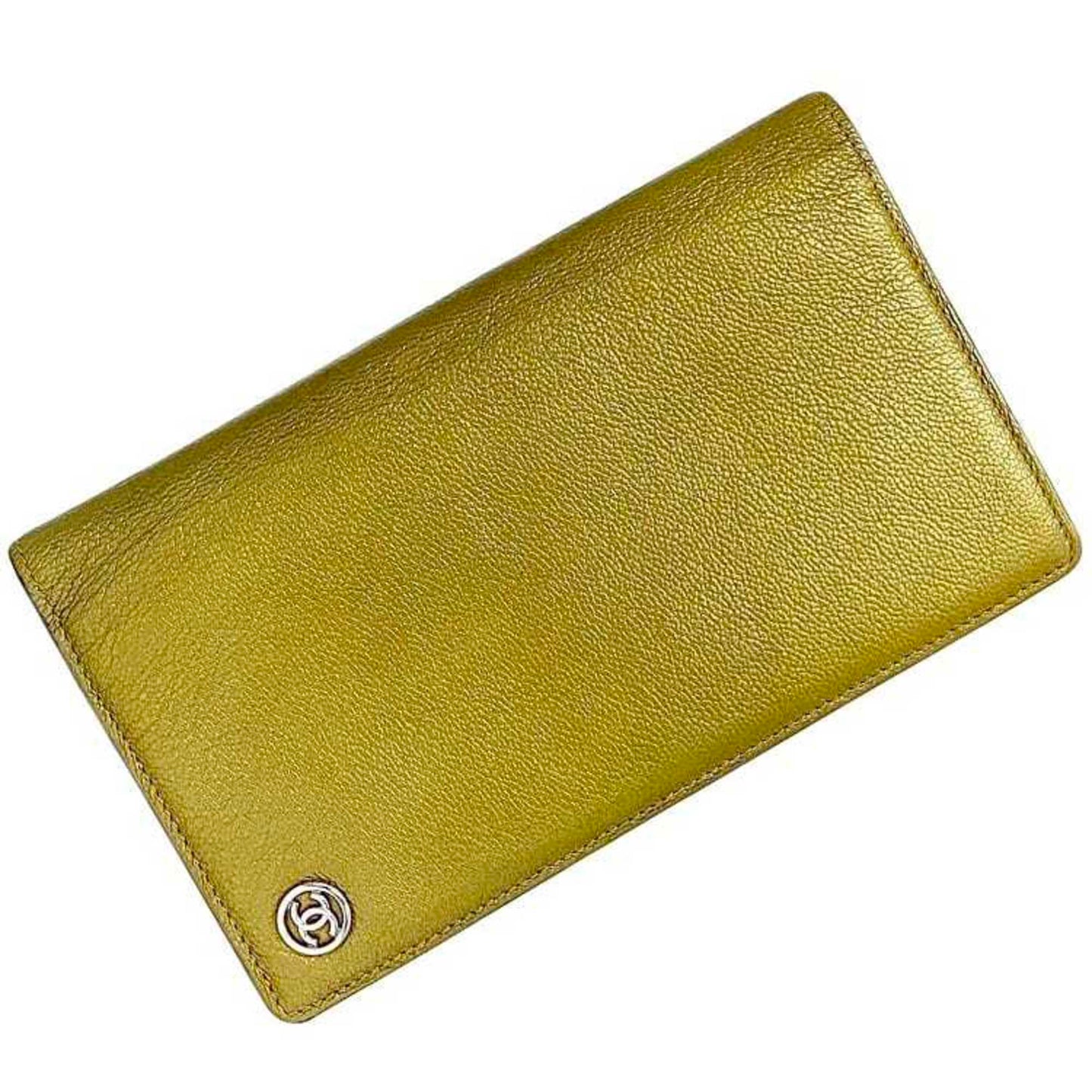 Chanel Metallic Green Leather Long Wallet (Bi-Fold) ()