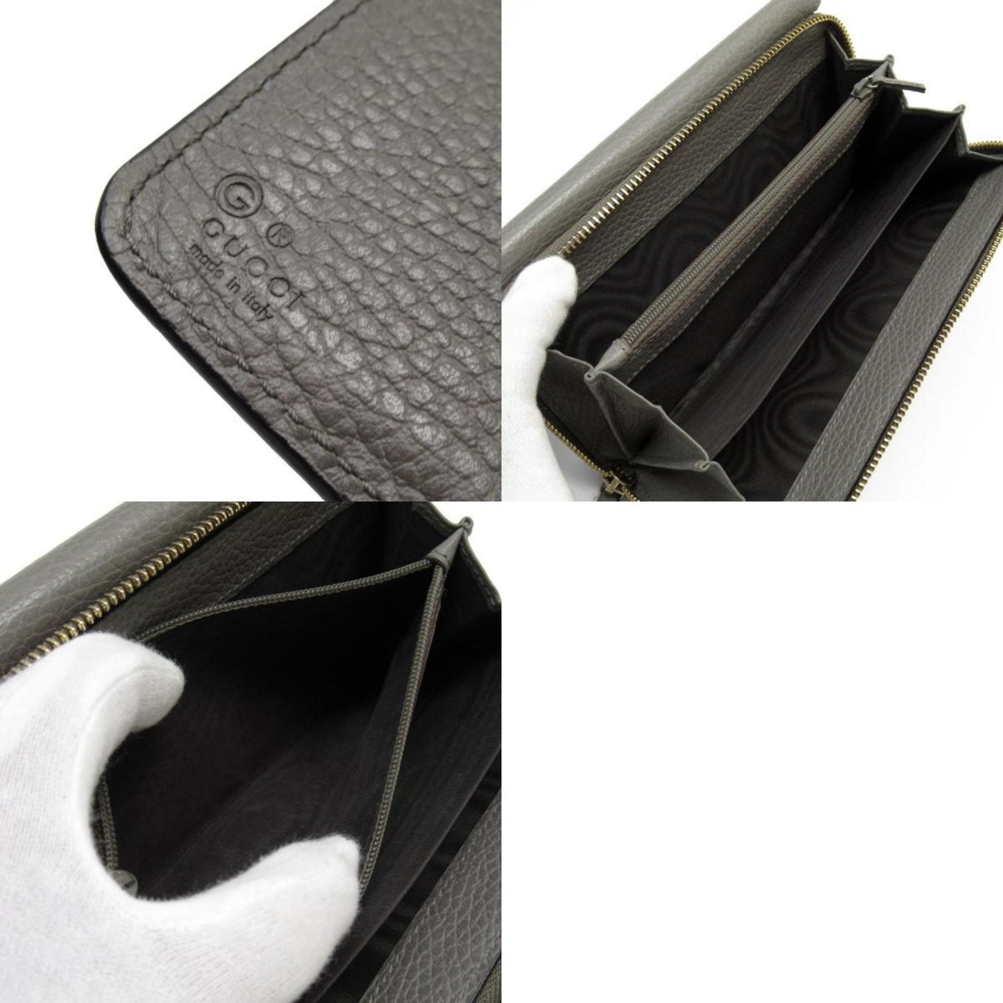 Gucci Gray Leather Long Wallet (Bi-Fold) ()