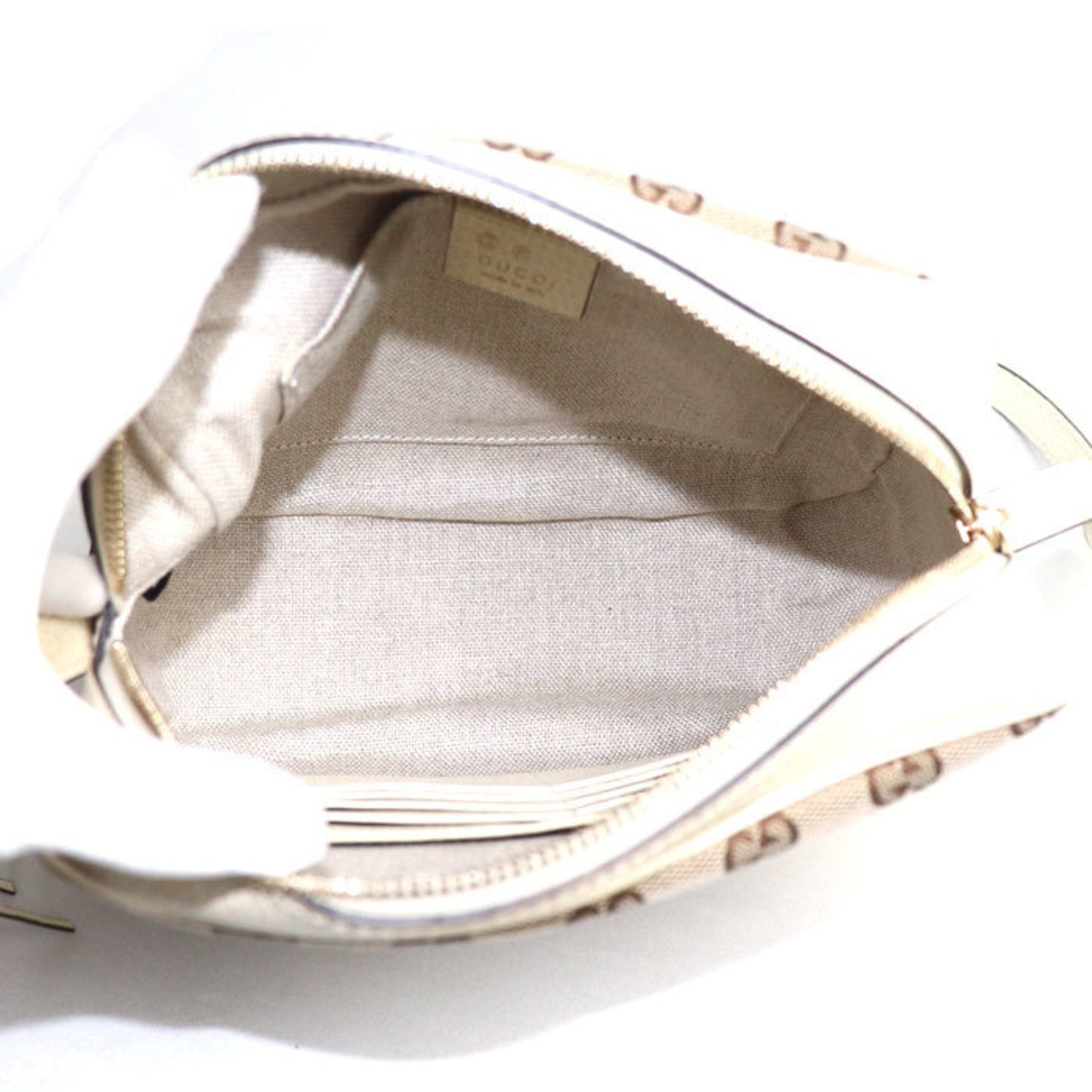Gucci Beige White Gg Canvas Leather Shoulder Bag ()
