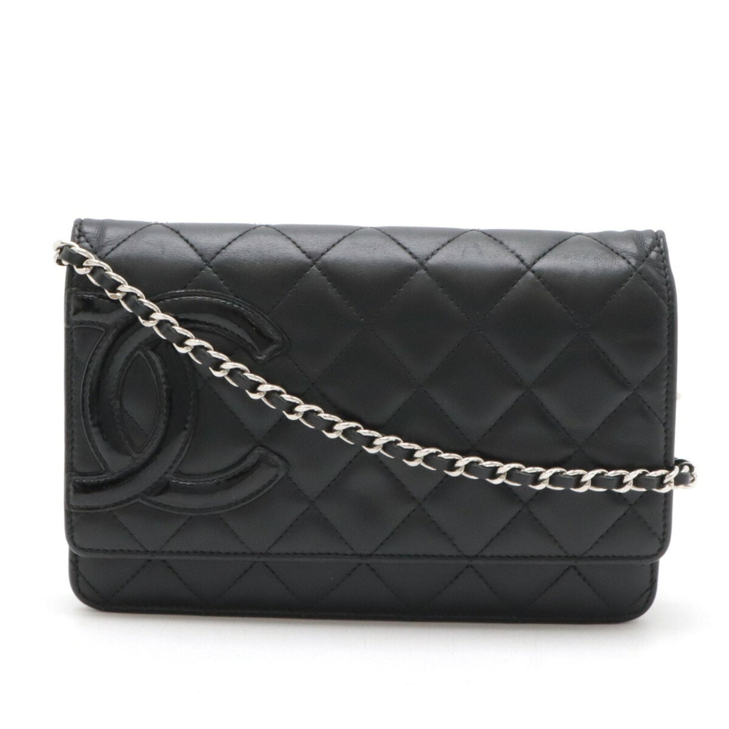 Chanel Black Leather Chain/Shoulder Wallet ()