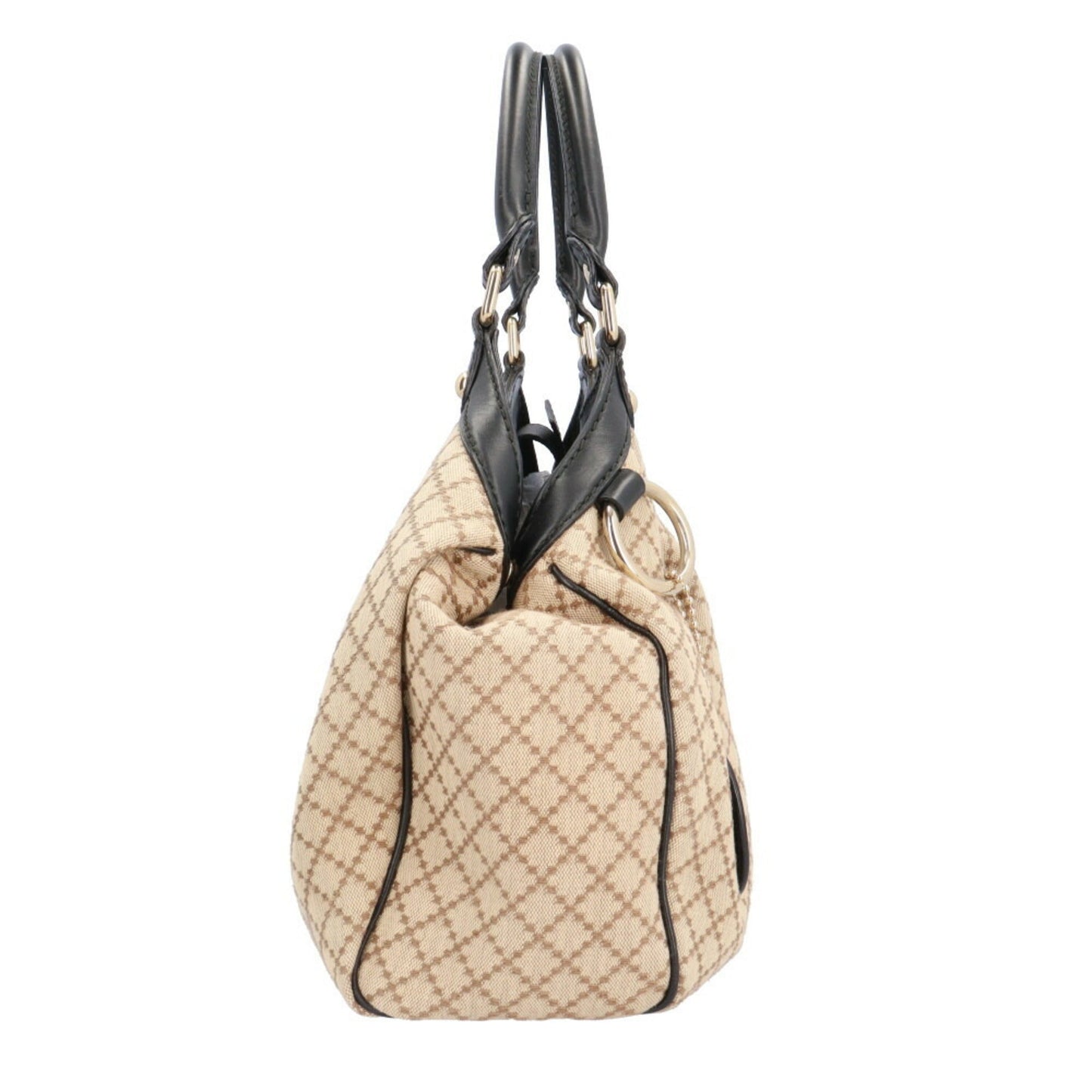 Gucci Beige Black Canvas Leather Handbag ()