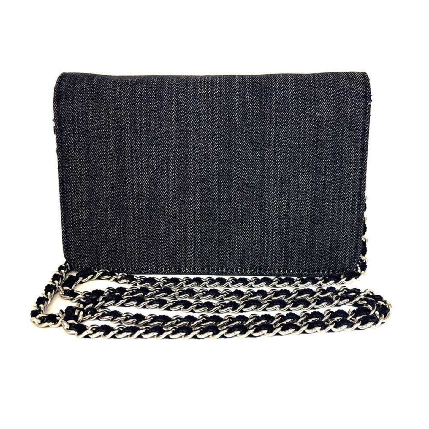 Chanel Black Canvas Chain/Shoulder Wallet ()
