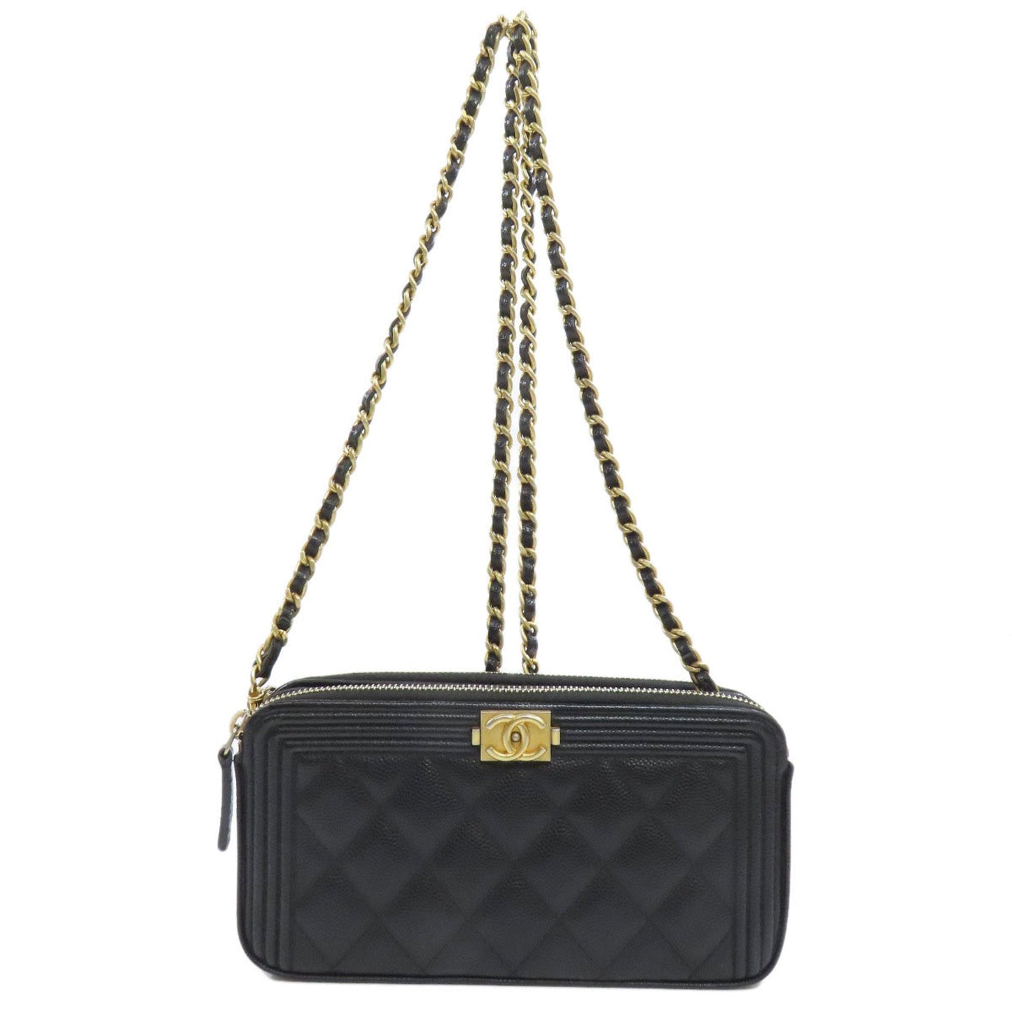 Chanel Black Grained Calfskin Chain/Shoulder Wallet ()