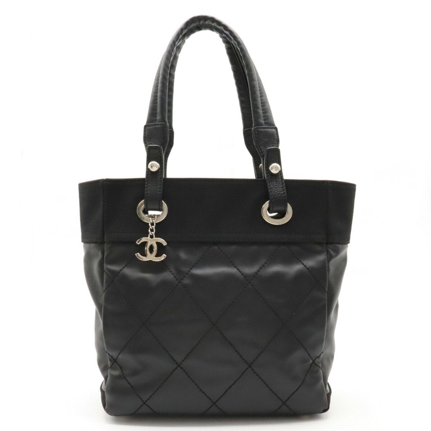 Chanel Black Coated Canvas Shoulder Bag Tote Bag ()