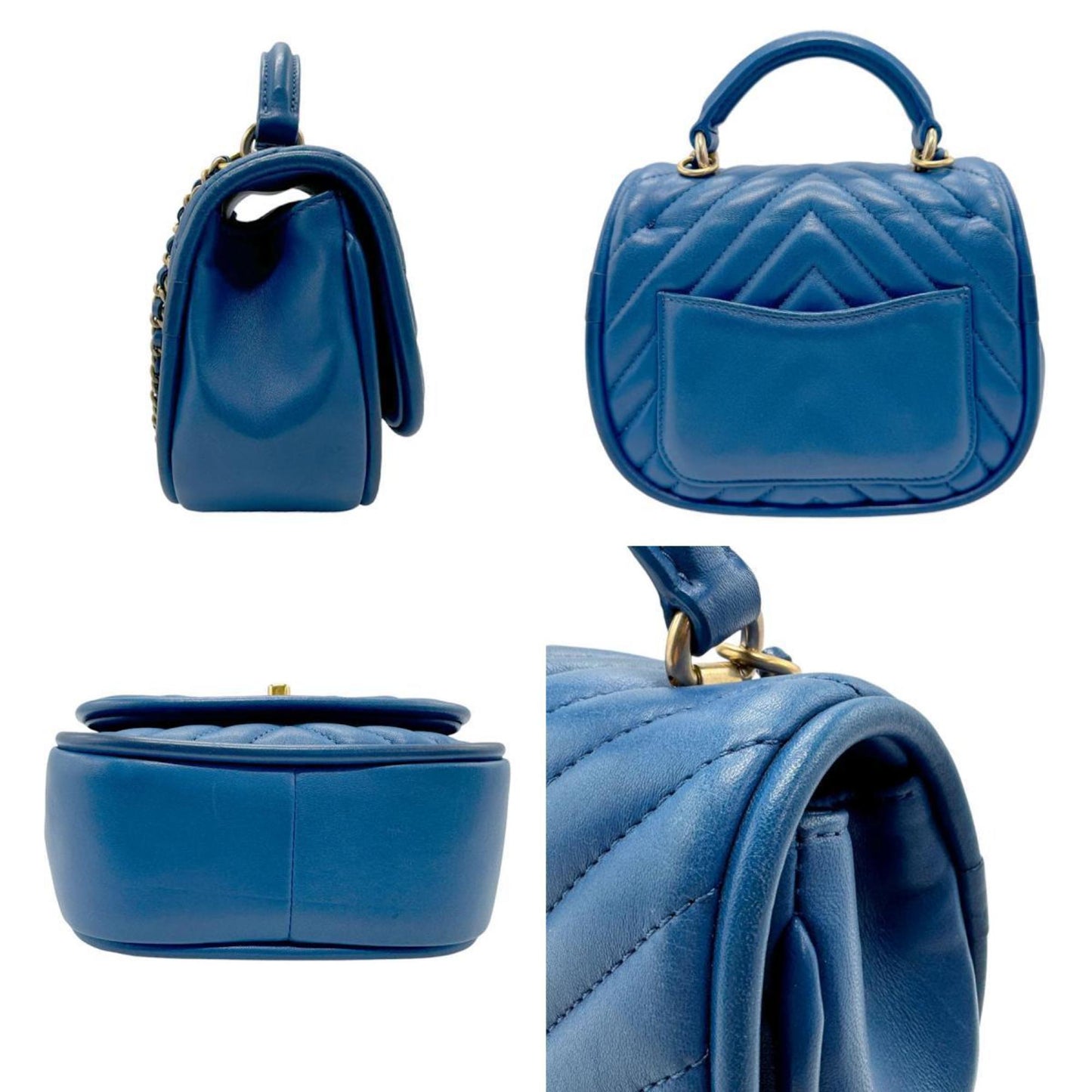 Chanel Blue Leather Handbag Shoulder Bag ()
