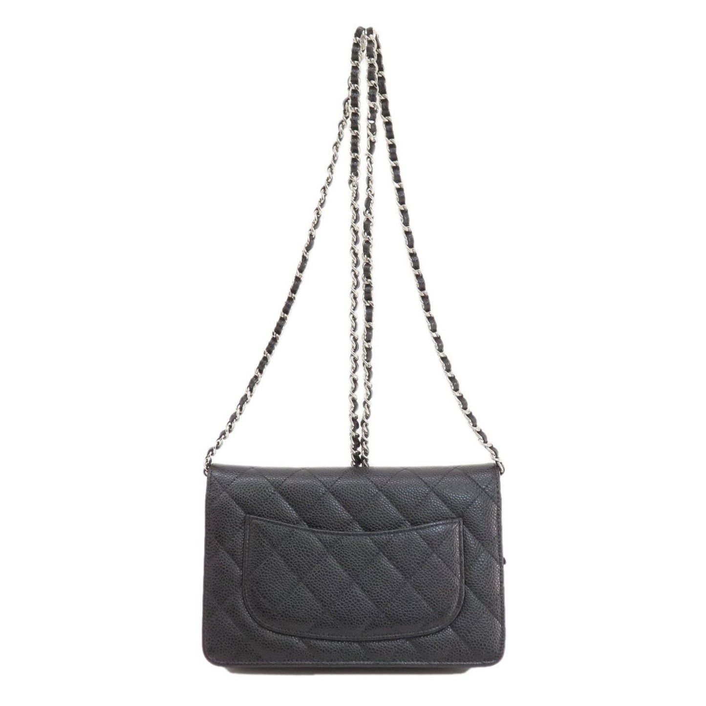 Chanel Black Grained Calfskin Chain/Shoulder Wallet ()