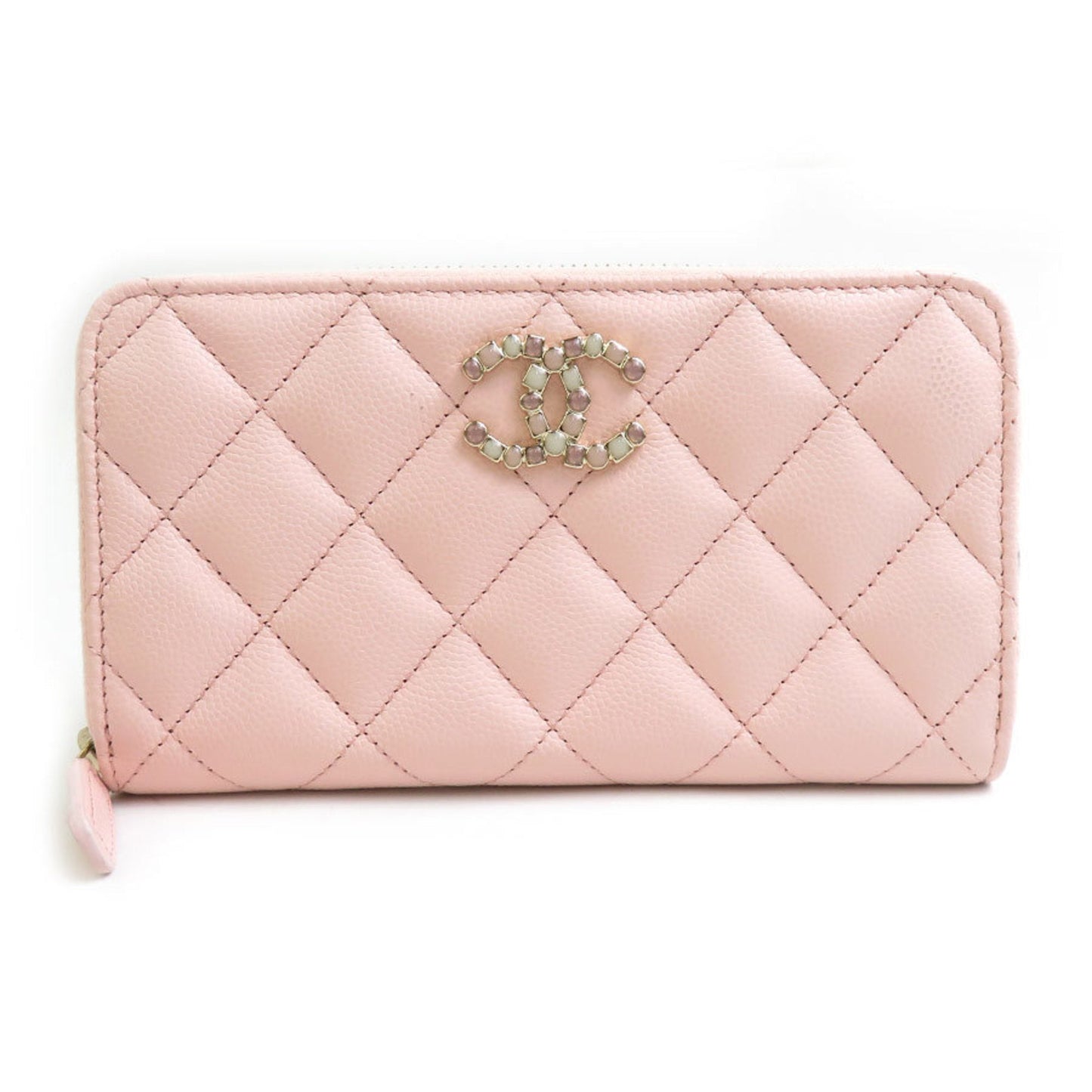 Chanel Pink Grained Calfskin Long Wallet (Bi-Fold) ()