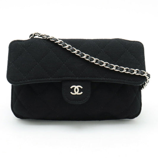 Chanel Black Gray Cotton Nylon Shoulder Bag ()