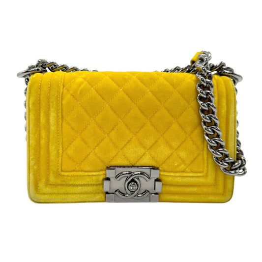 Chanel Yellow Velvet Shoulder Bag ()