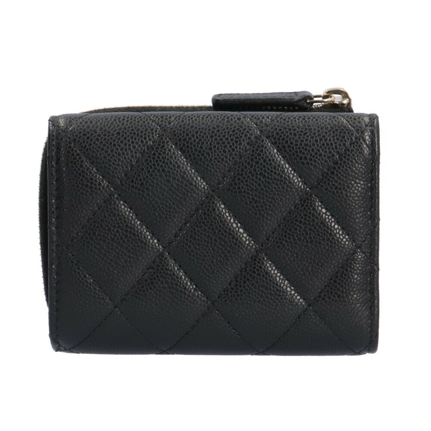 Chanel Black Grained Calfskin Wallet (Tri-Fold) ()