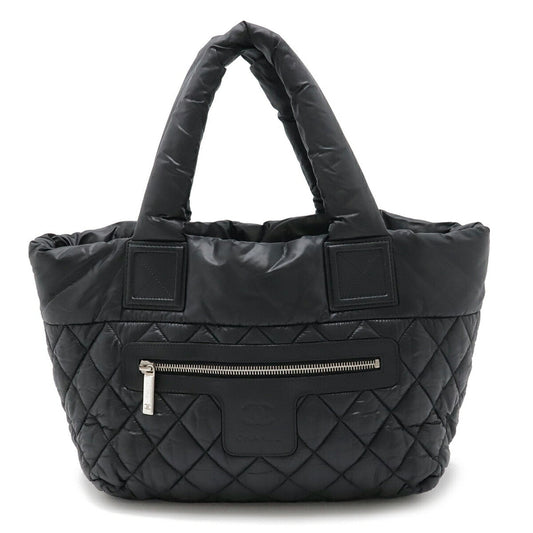 Chanel Black Nylon Leather Handbag Tote Bag ()