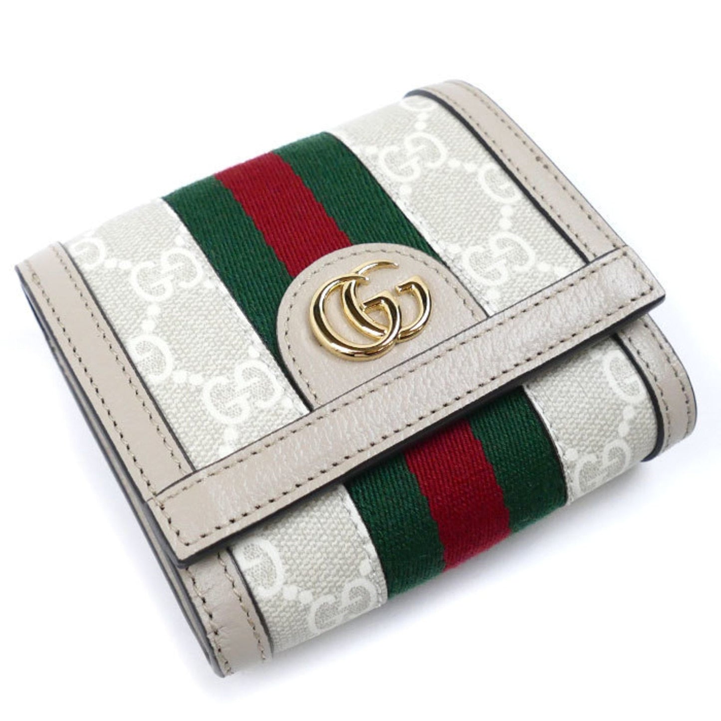 Gucci Beige White Gg Supreme Canvas Leather Wallet (Bi-Fold) ()