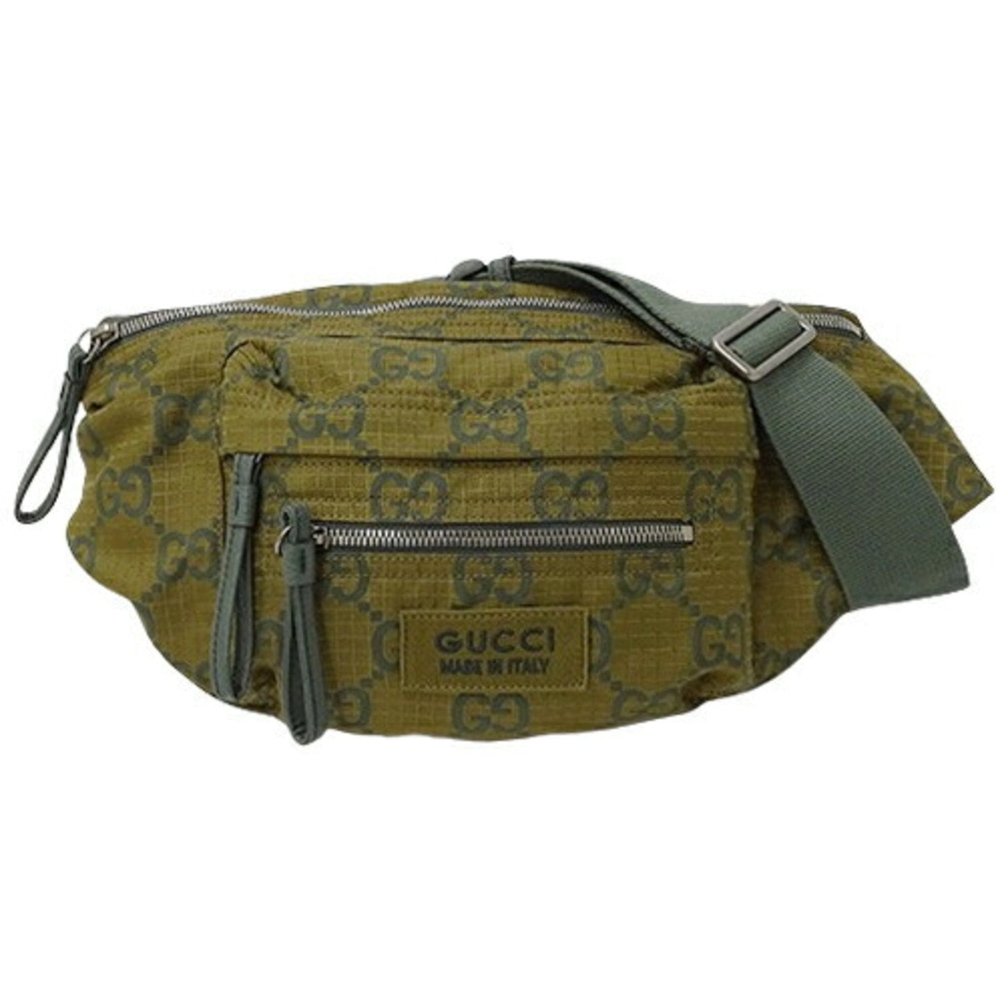 Gucci Beige Green Khaki Nylon Sling Bag ()