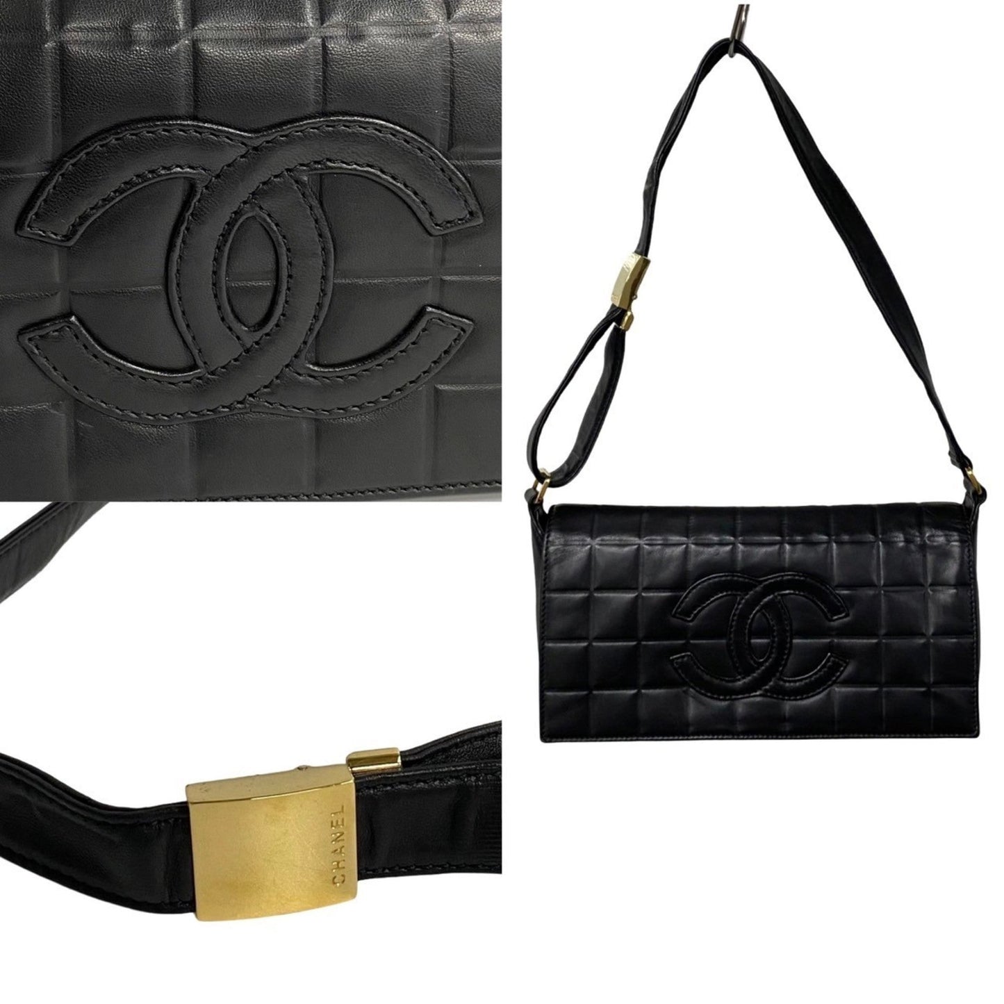 Chanel Black Leather Handbag Shoulder Bag ()