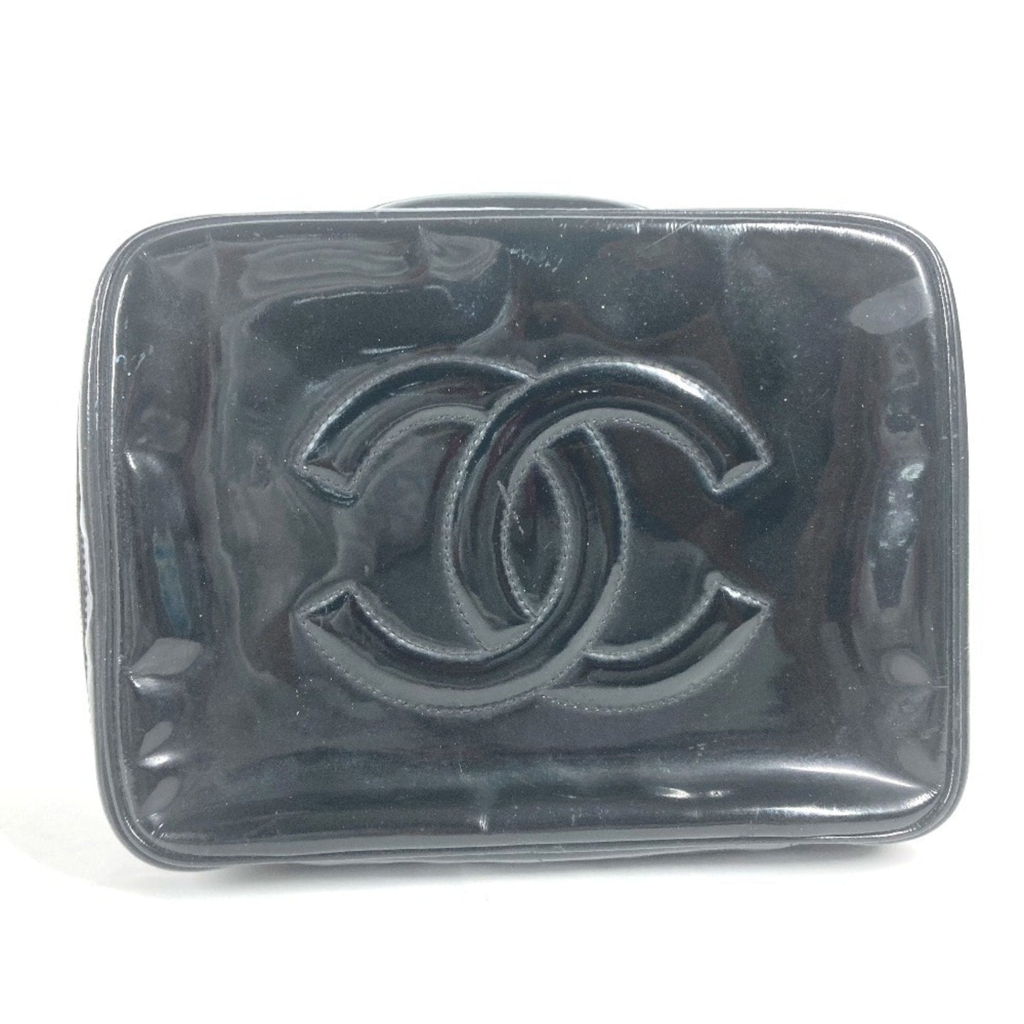 Chanel Black Leather Handbag Vanity Bag ()