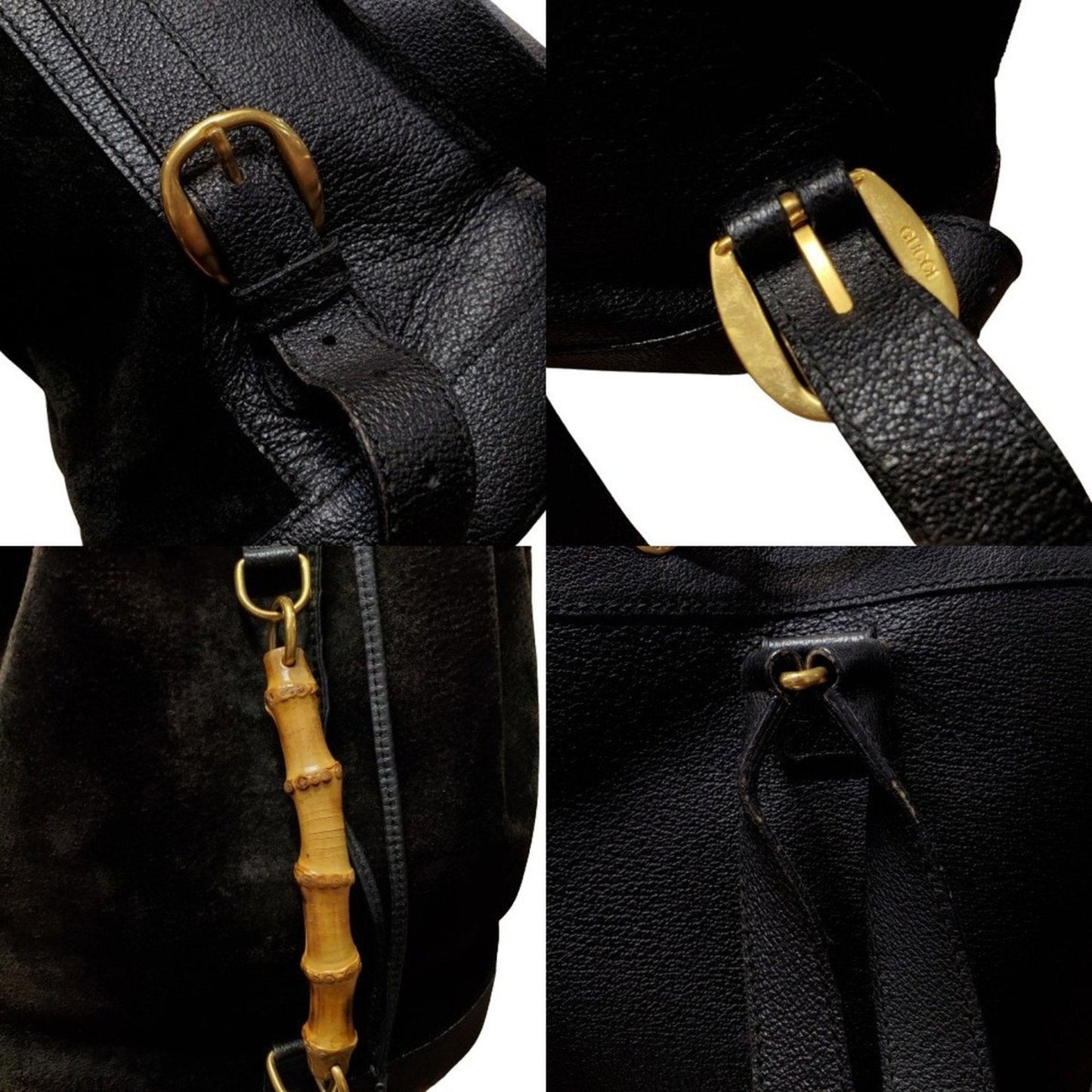 Gucci Black Suede Leather Backpack ()