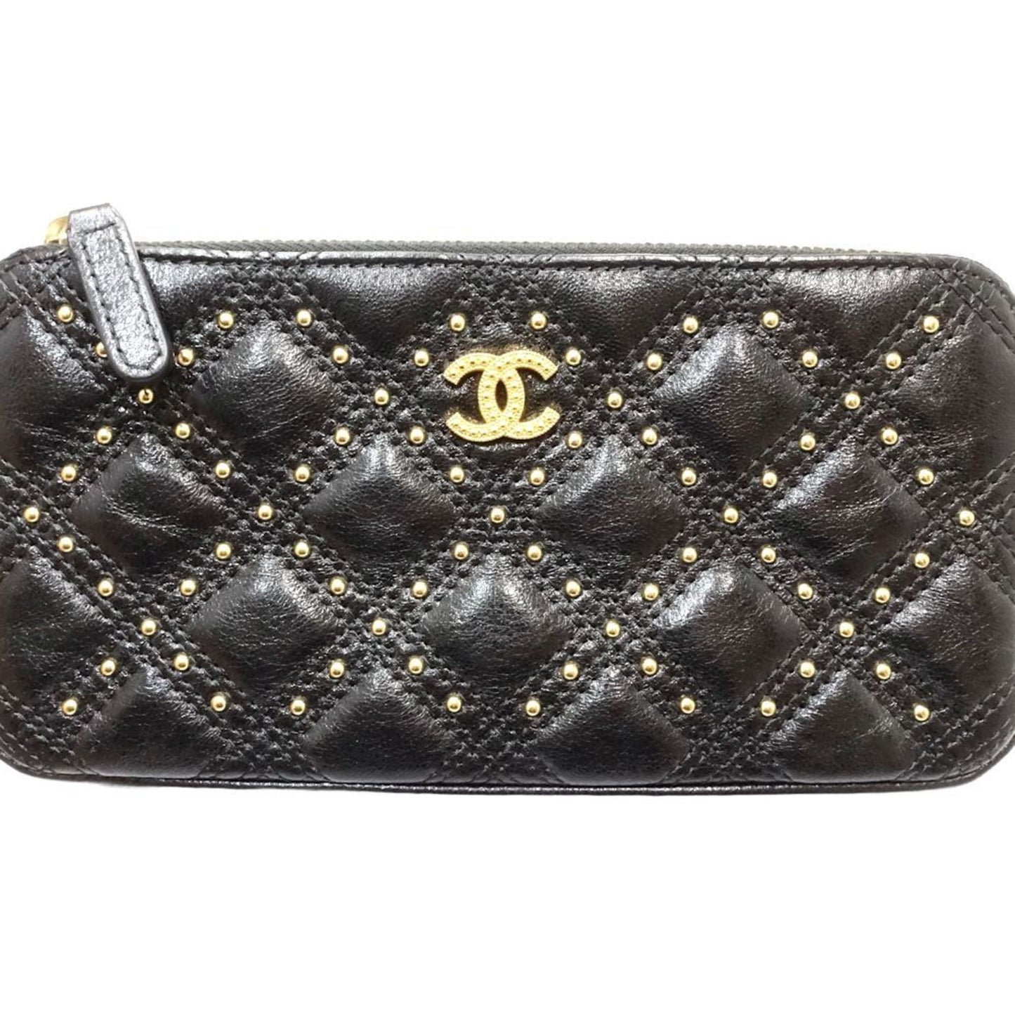 Chanel Black Leather Chain/Shoulder Wallet ()