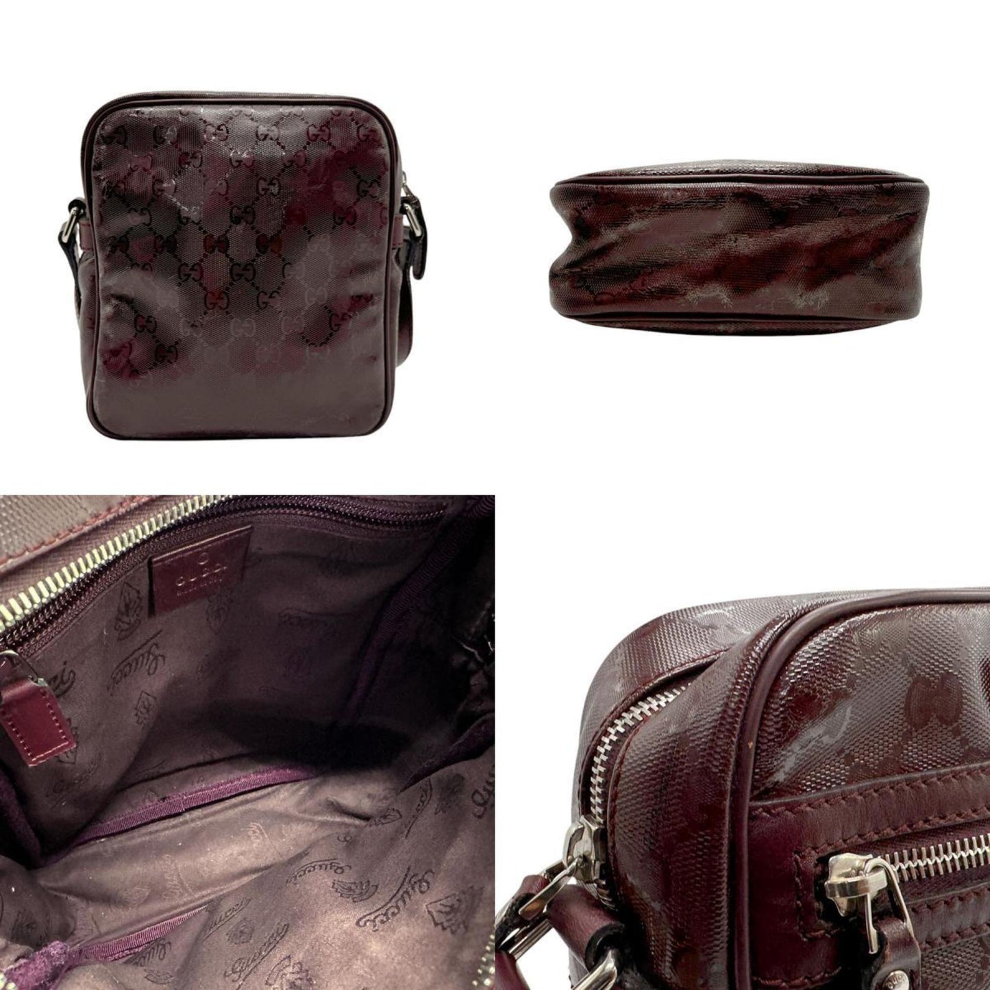 Gucci Gg Imprimé Bordeaux Pvc Shoulder Bag ()