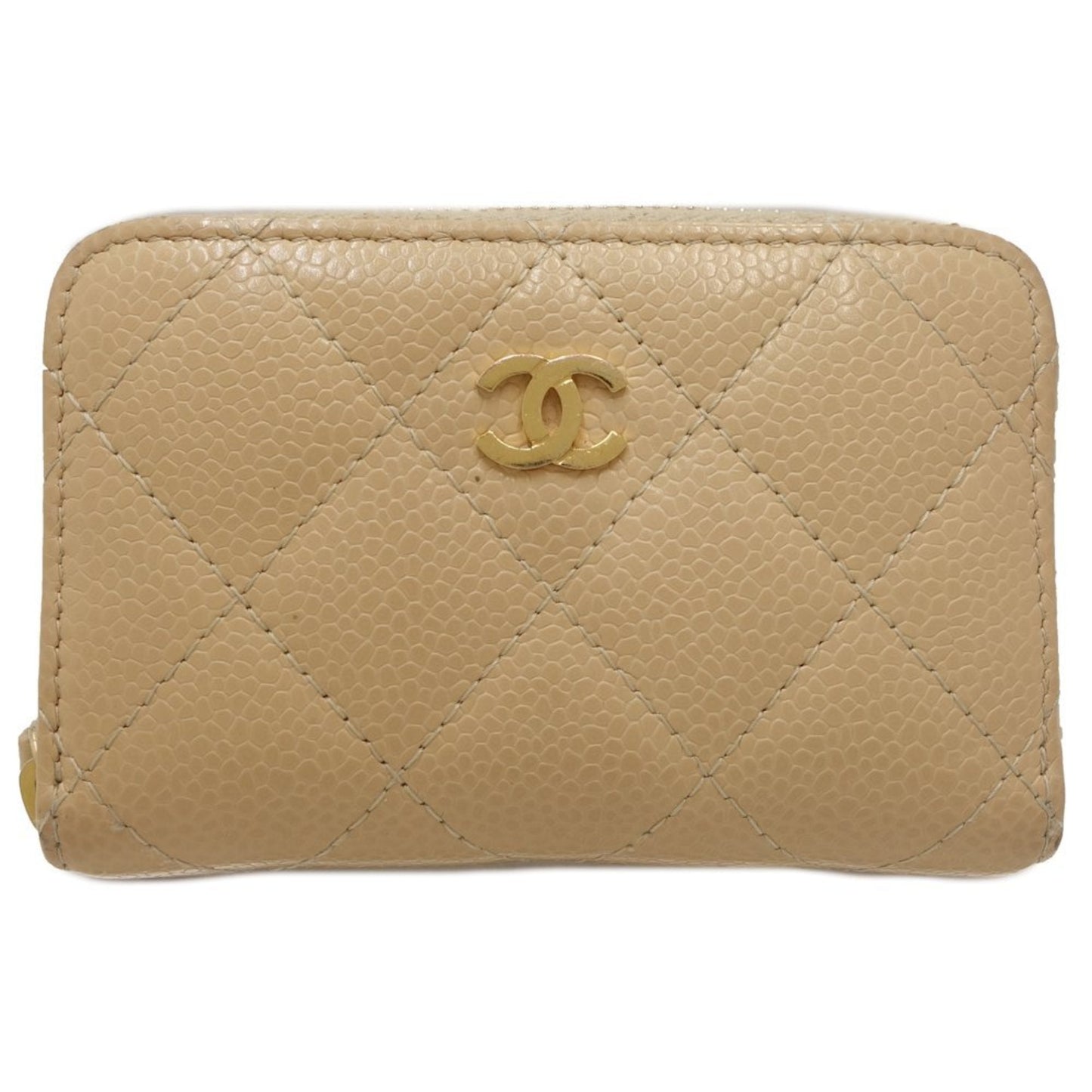 Chanel Beige Beige Gold Grained Calfskin Coin Purse/Coin Case ()