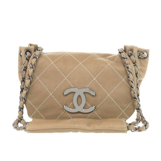 Chanel Beige Leather Shoulder Bag ()