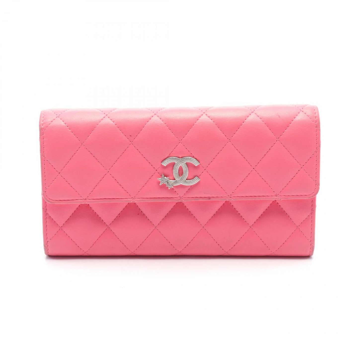 Chanel Pink Leather Long Wallet (Bi-Fold) ()