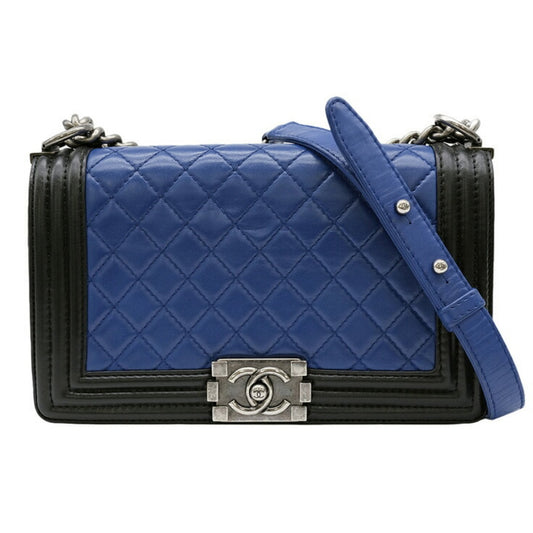 Chanel Black Blue Leather Shoulder Bag ()
