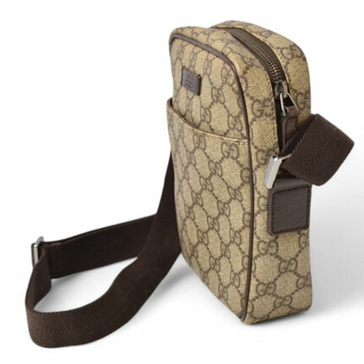 Gucci Beige Brown Coated Canvas Shoulder Bag ()