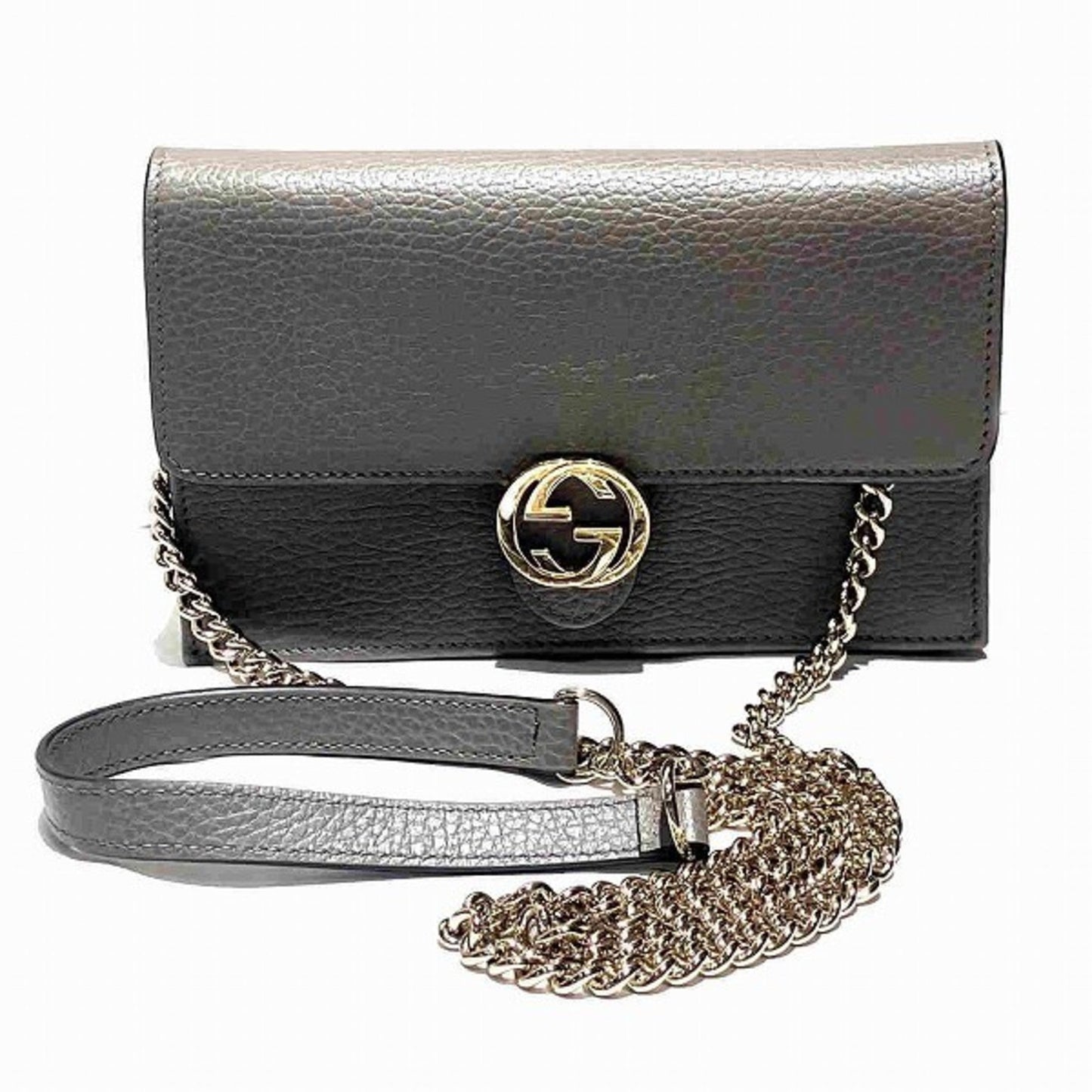Gucci Gray Leather Chain/Shoulder Wallet ()