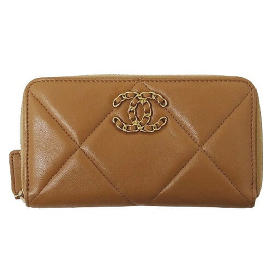 Chanel Brown Leather Long Bill Wallet (Bi-Fold) ()
