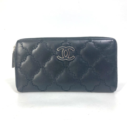 Chanel Black Leather Long Wallet (Bi-Fold) ()