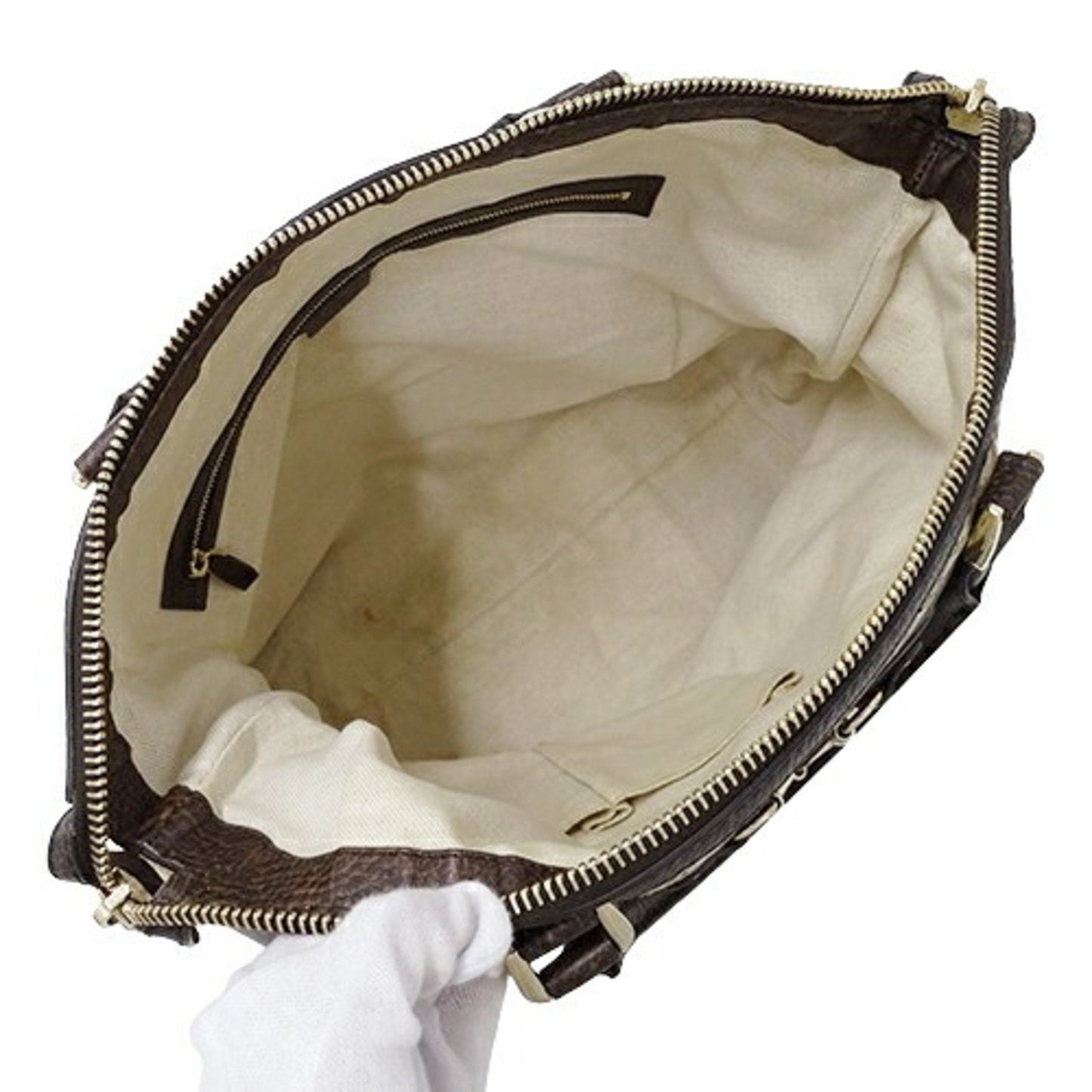 Gucci Diamante Beige Brown Canvas Handbag Tote Bag ()