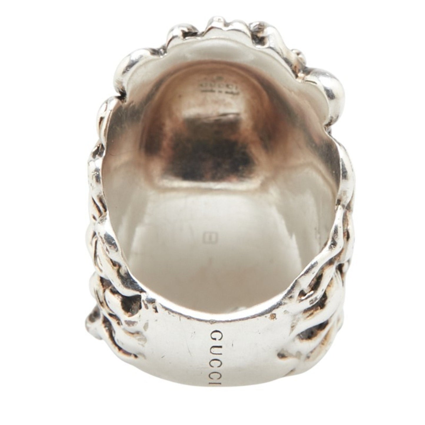 Gucci Green Silver Metal Band Ring ()