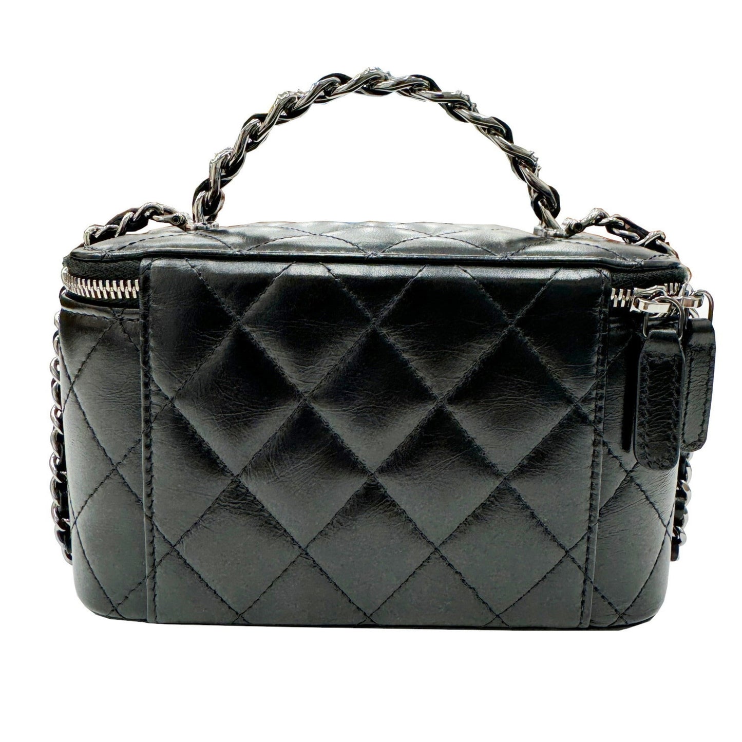 Chanel Black Leather Shoulder Bag Vanity Bag ()