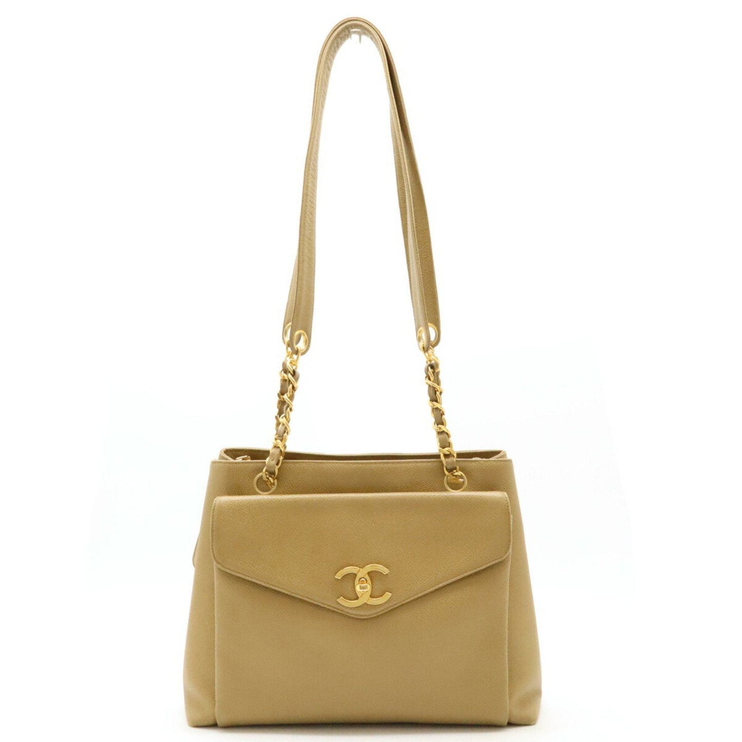Chanel Beige Khaki Caviar Leather Shoulder Bag Tote Bag ()