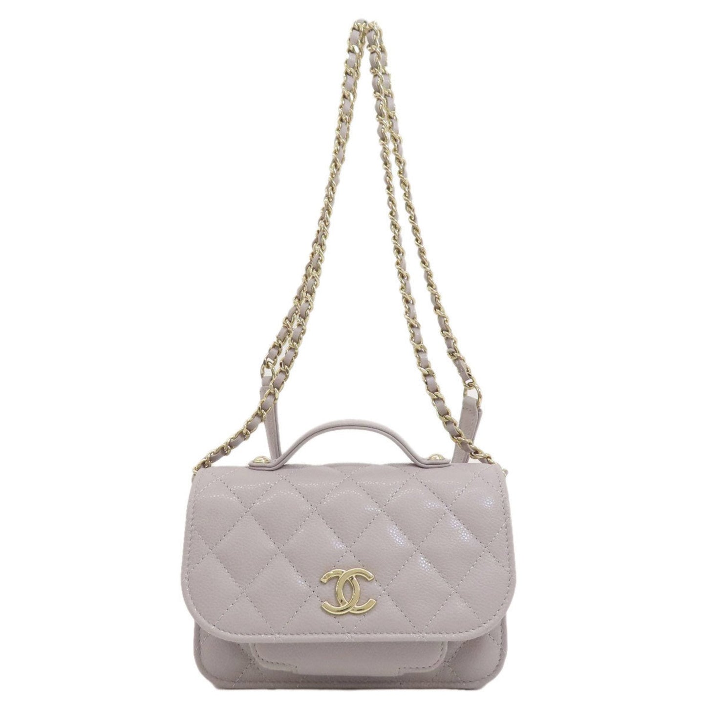 Chanel Gray Grained Calfskin Chain/Shoulder Wallet ()