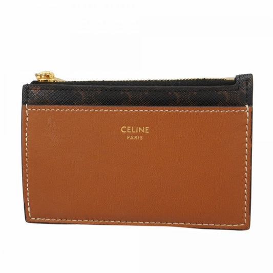 Celine Wallet/Coin Case, Macadam Leather, Brown, Women's