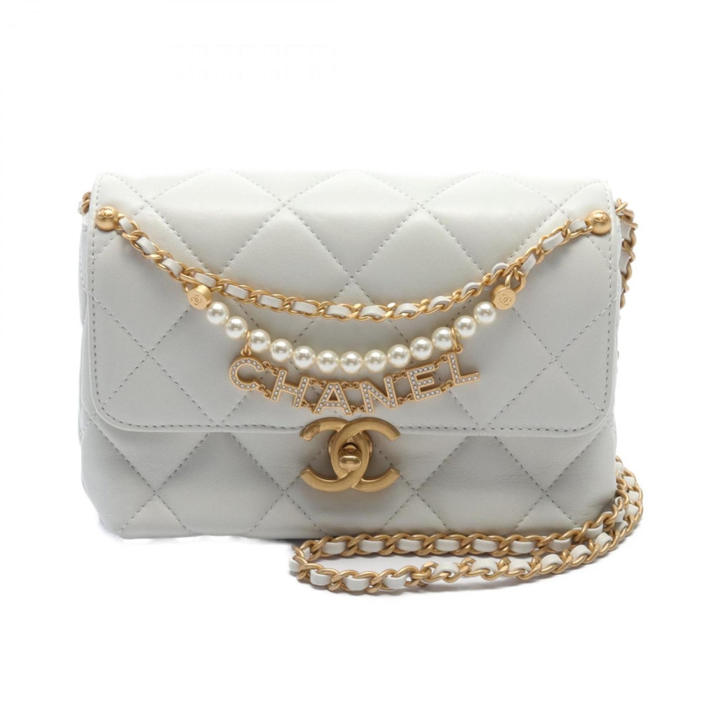 Chanel White Leather Shoulder Bag ()