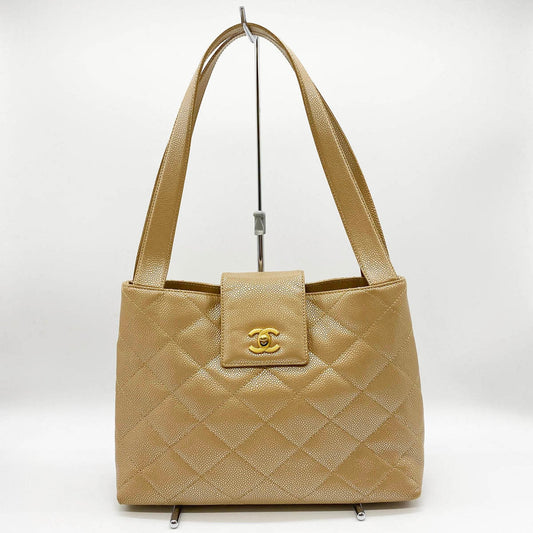 Chanel Beige Leather Handbag ()