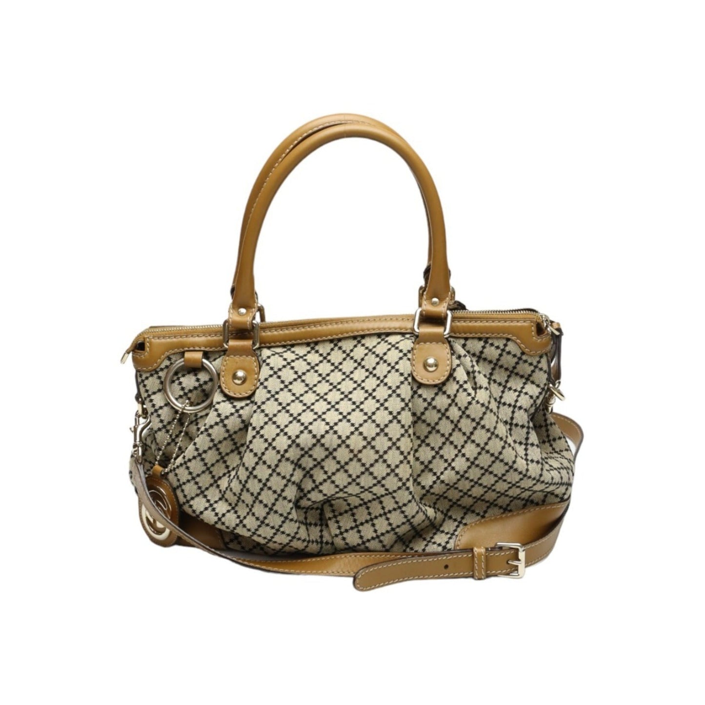 Gucci Beige Brown Canvas Shoulder Bag Tote Bag ()