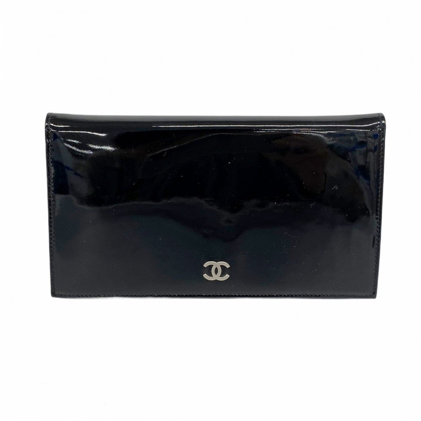Chanel Black Patent Leather Long Wallet (Bi-Fold) ()