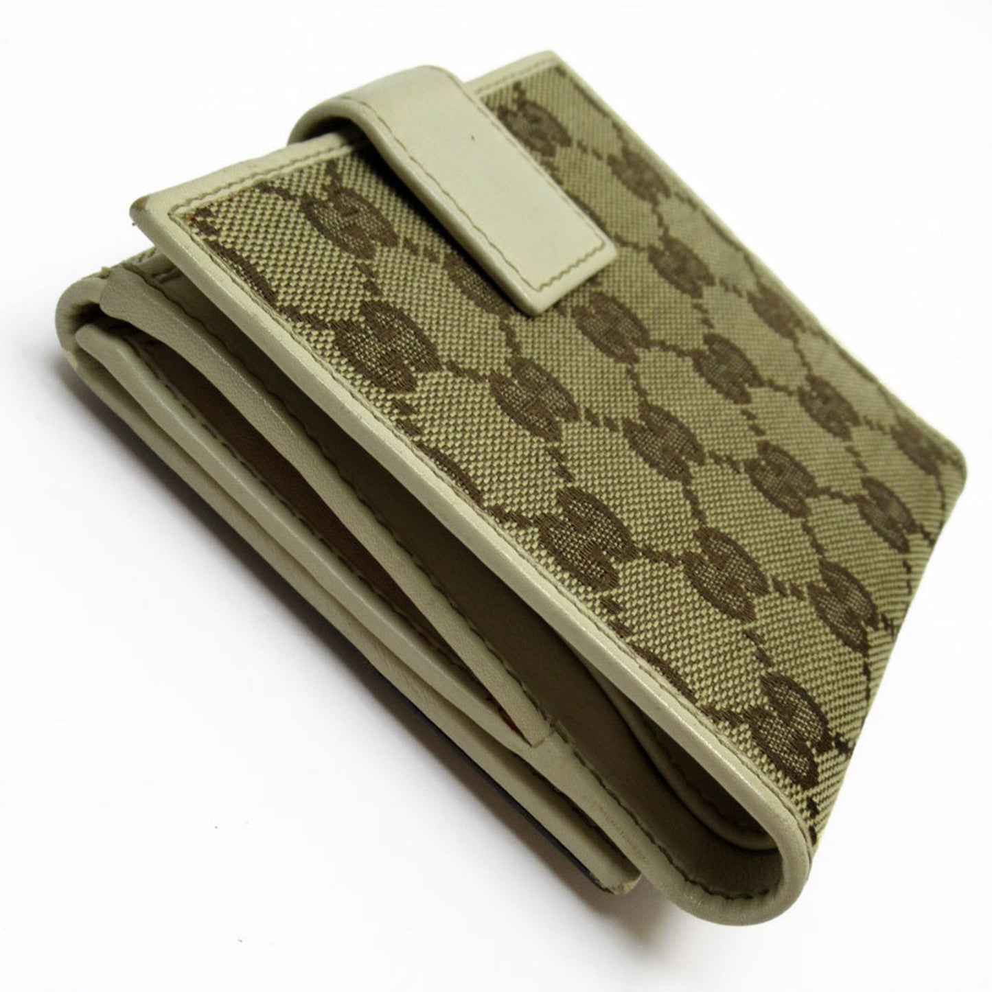 Gucci Brown Ivory Gg Canvas Leather Wallet (Bi-Fold) ()