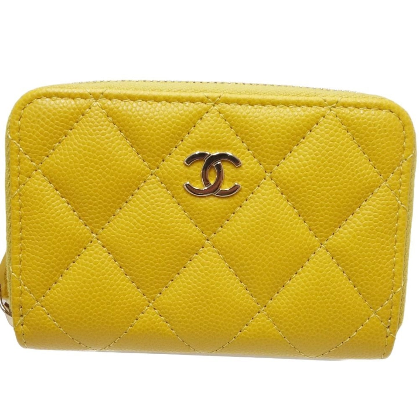 Chanel Yellow Grained Calfskin Coin Purse/Coin Case ()