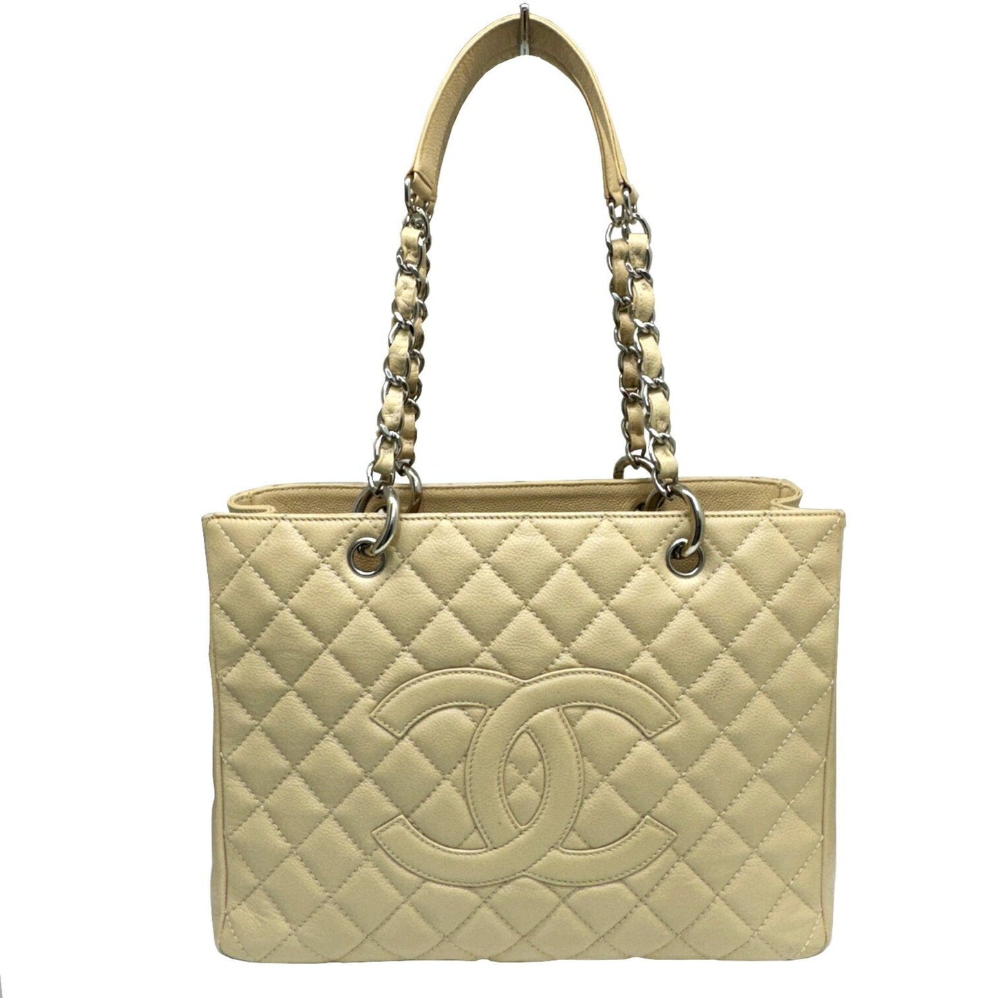 Chanel Beige Grained Calfskin Shoulder Bag ()