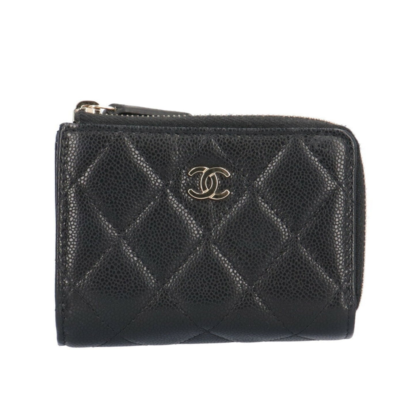 Chanel Black Grained Calfskin Wallet (Tri-Fold) ()