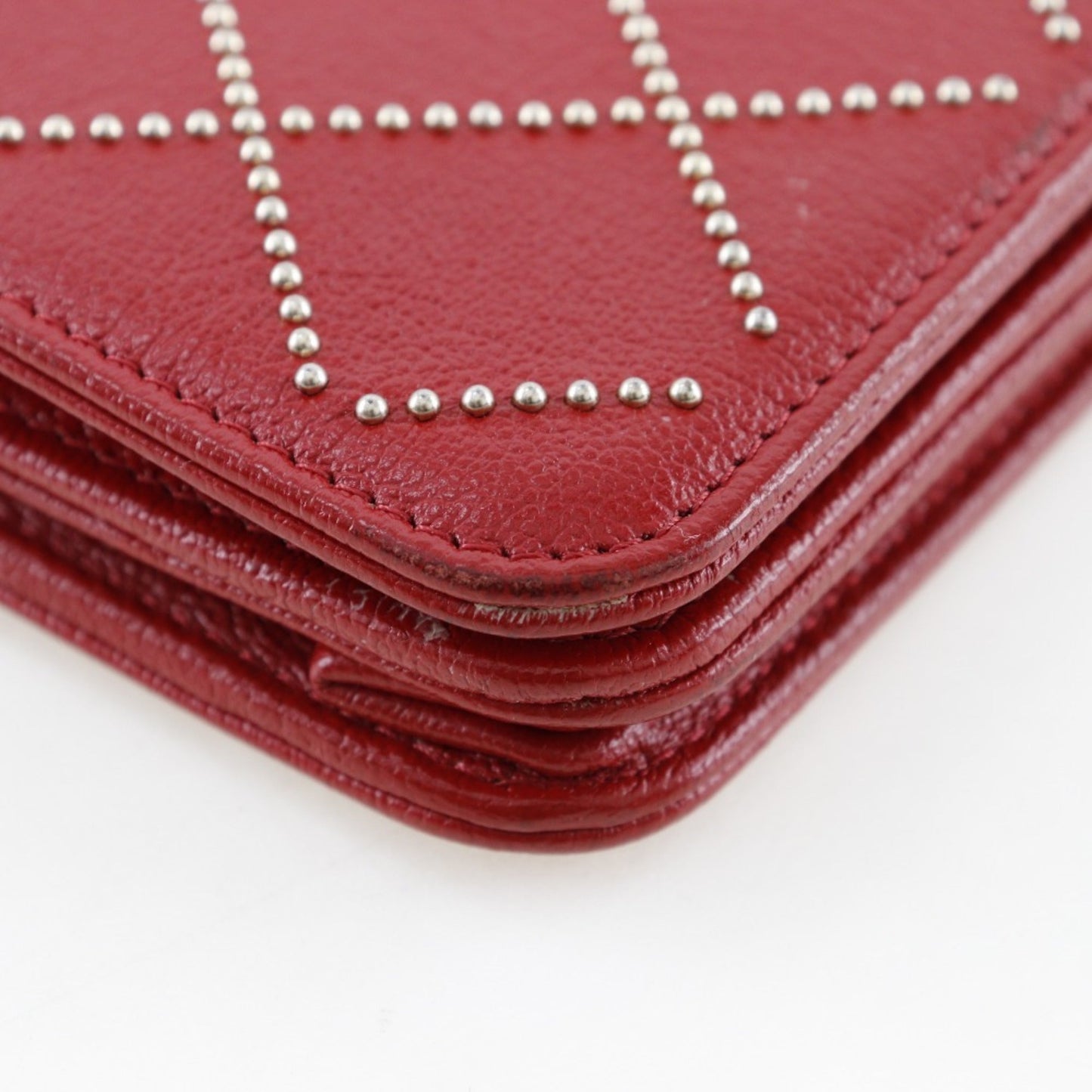 Chanel Red Color Leather Chain/Shoulder Wallet ()